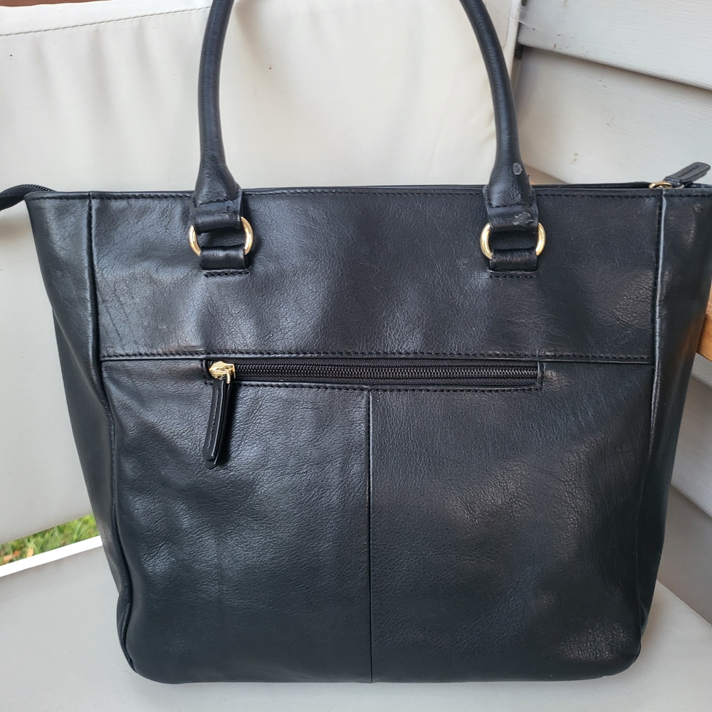 Tignanello Black Leather Tote Bag 14 X 5 X 12 - Picture 4 of 14